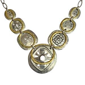 Sterling Silver Silpada Tribal Bib Necklace Multi Disc Dangle N2861